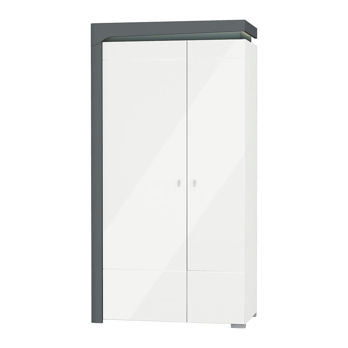 - Armoire 2 portes LED inclus stratifiés blanc et gris