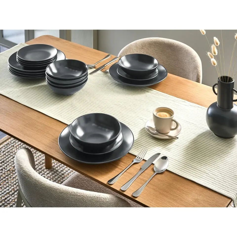 VIVANI - Servies set van 18 - Zwart - Steengoed