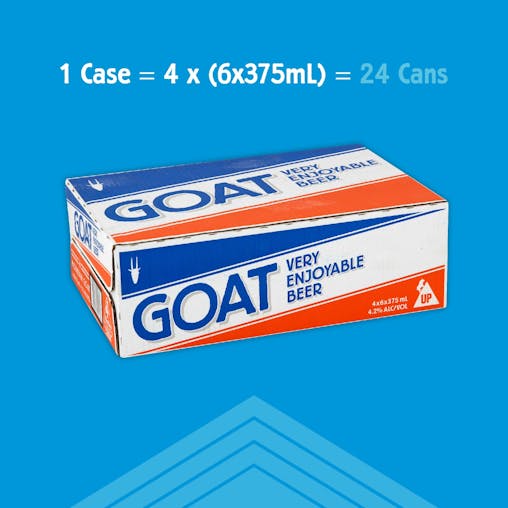 Mountain Goat 'GOAT' Very Enjoyable Beer, Aussie Lager, Craft Beer, 4.2% ABV, 375mL (Case of 24 Cans)