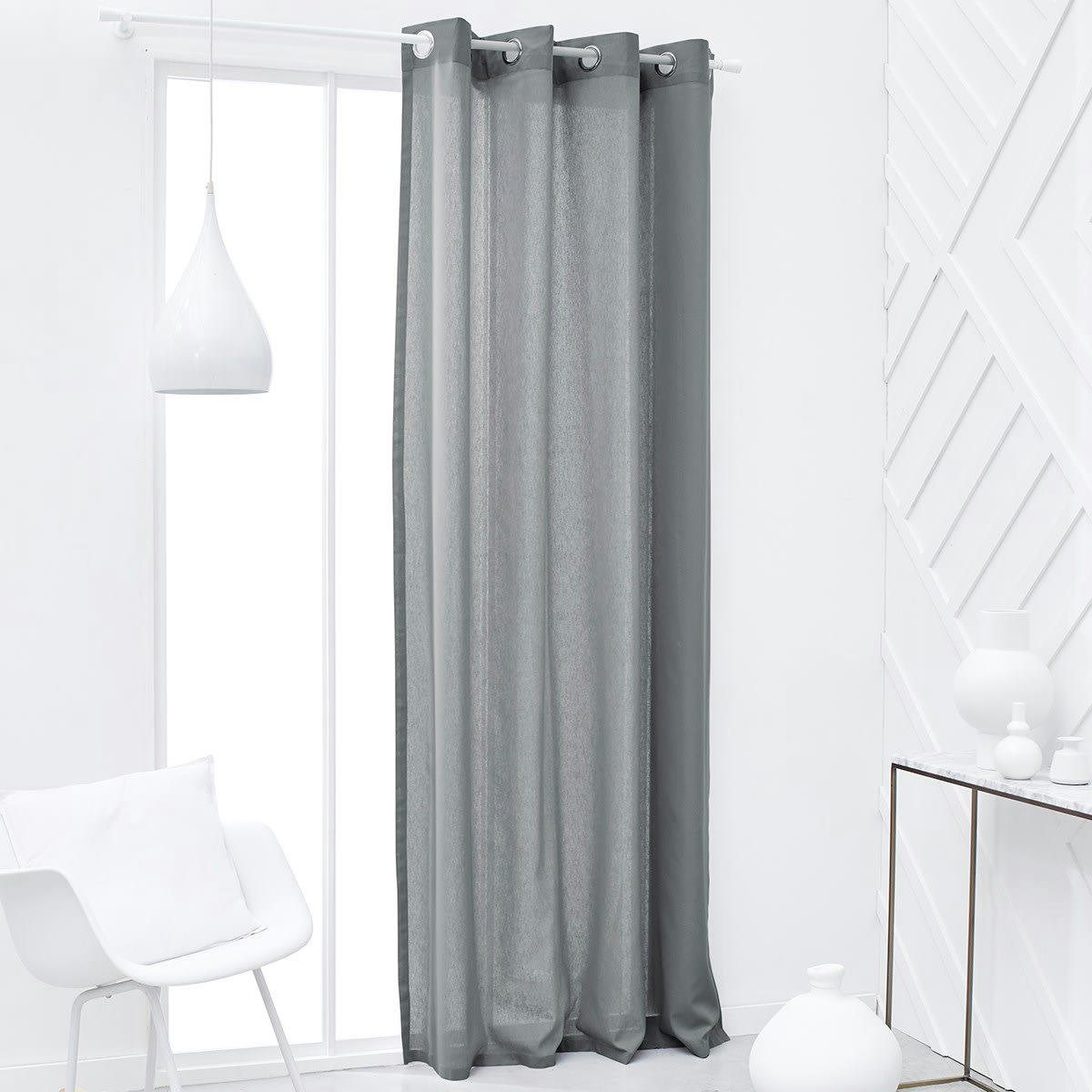 ESSENTIAL PANAMA - Rideau œillets en Viscose Gris 140x240 cm