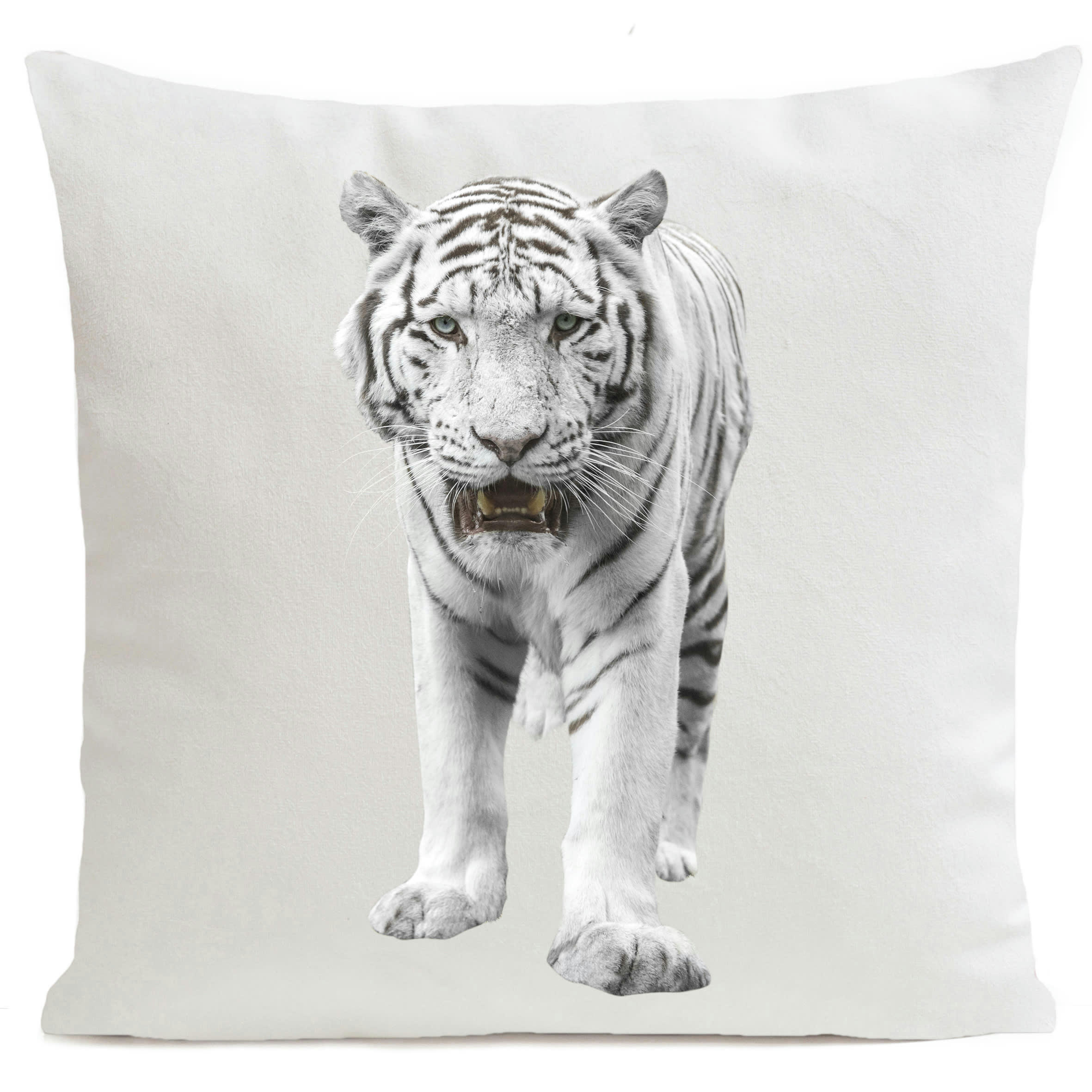 - Coussin animal tigre blanc suédine blanc 40x40cm