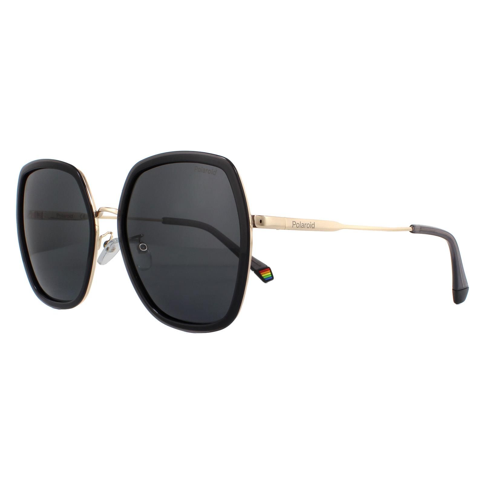 Polaroid Square Grey Gold Grey Polarized Sunglasses