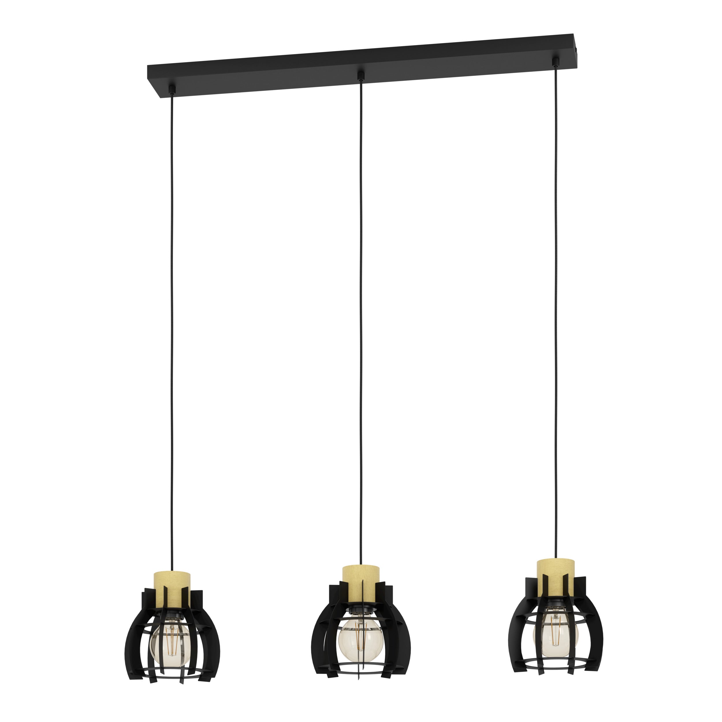 EGLO hanglamp Stillington 1 - e27 - 88 cm - zwart/bruin - hout/staal