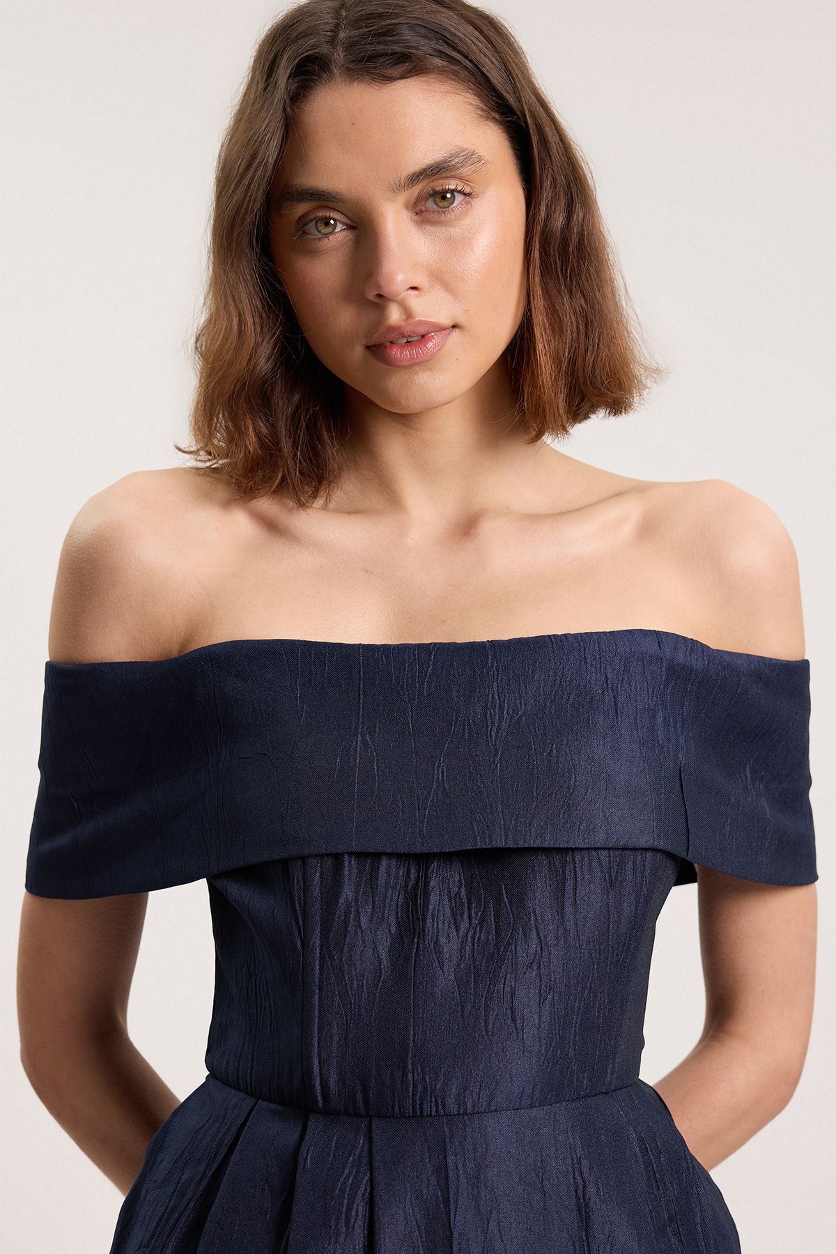 KarenMillen Textured Tailored Twill Bandeau Midi Dress