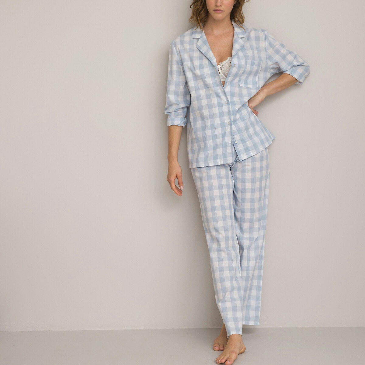 Pyjama forme grand-père en popeline de coton