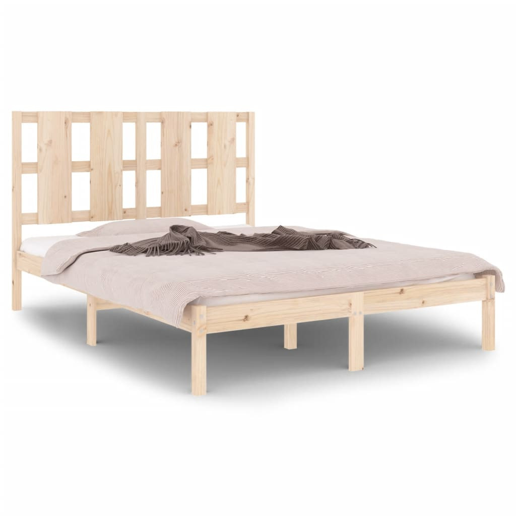 Łóżko Drewniane Rama Łóżka Sofa Brązowe Do Sypialni Pokoju 135x190 cm