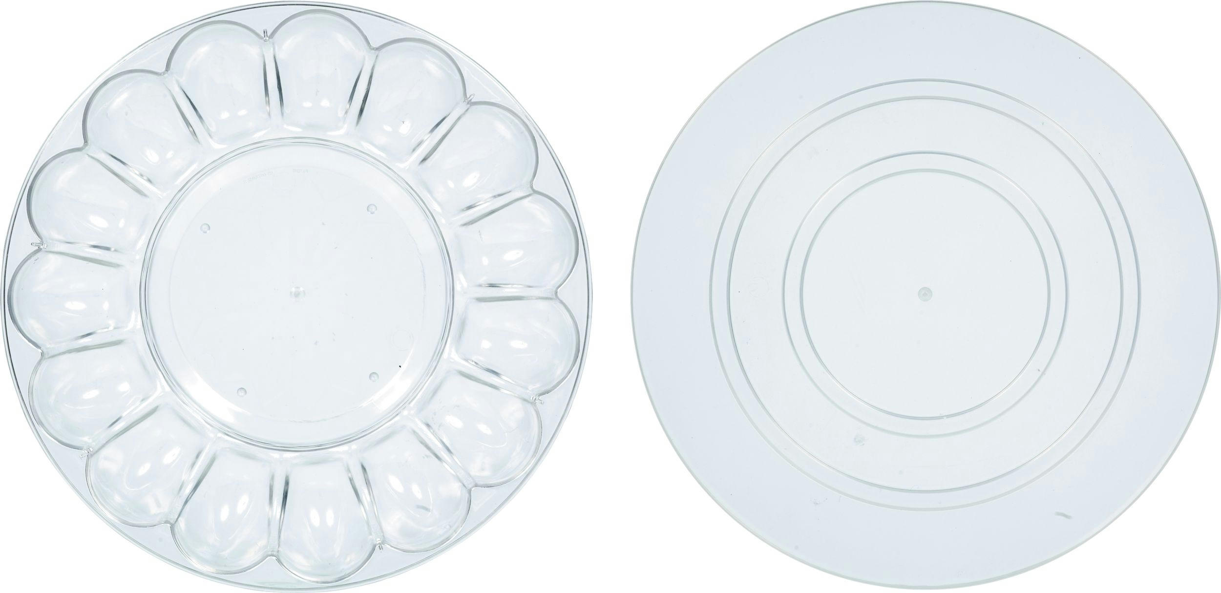 Round Plastic Reusable Egg Tray with Lid, Clear, 12-in, for Easter