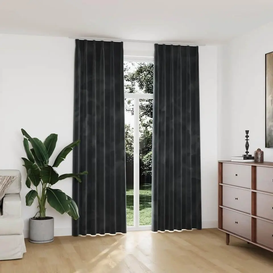 vidaXL - Gordijn - Antraciet - Fluweel - 140 x 245 cm - 2 stuks