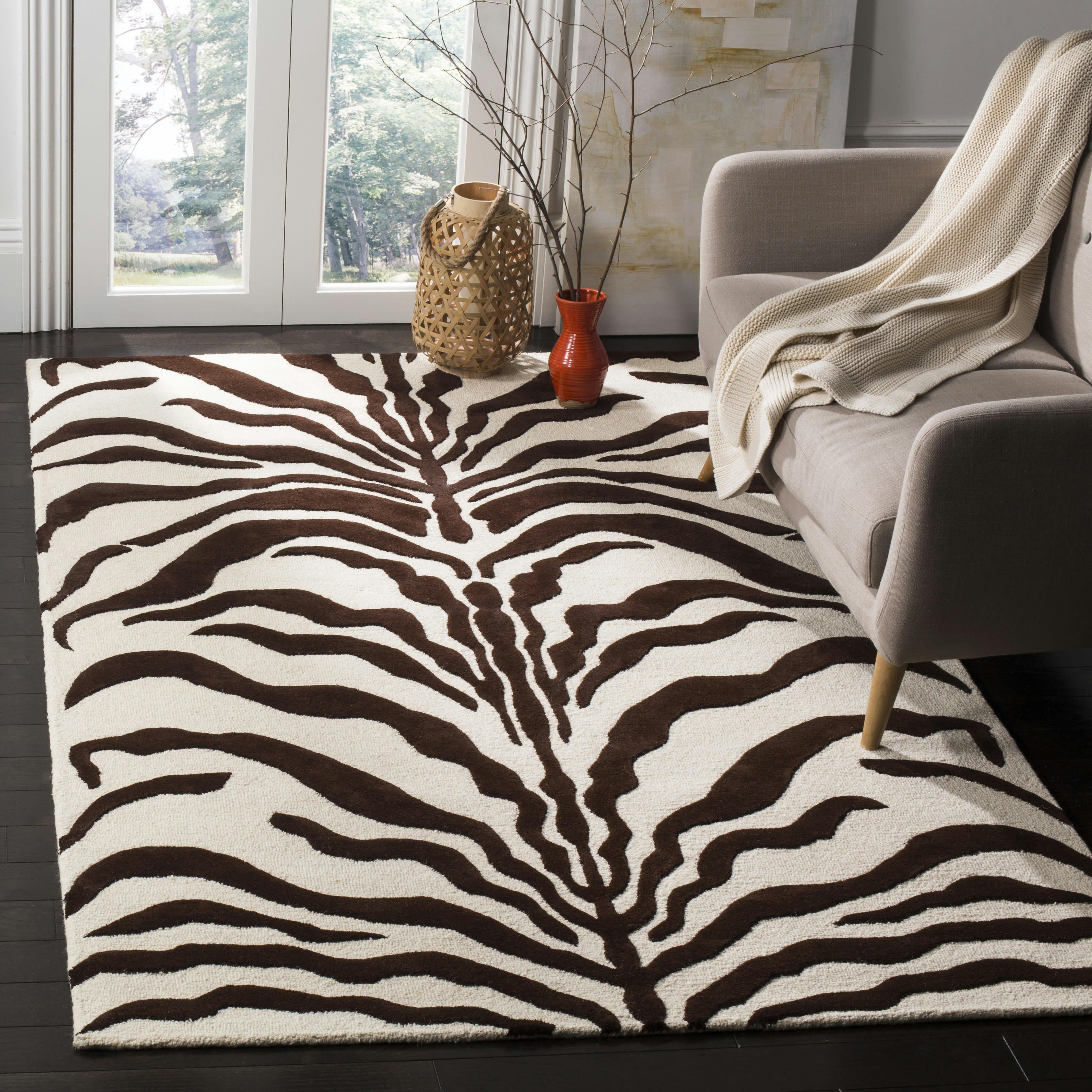 CAMBRIDGE - Tapis de salon interieur en  ivoire & marron, 183 x 274 cm