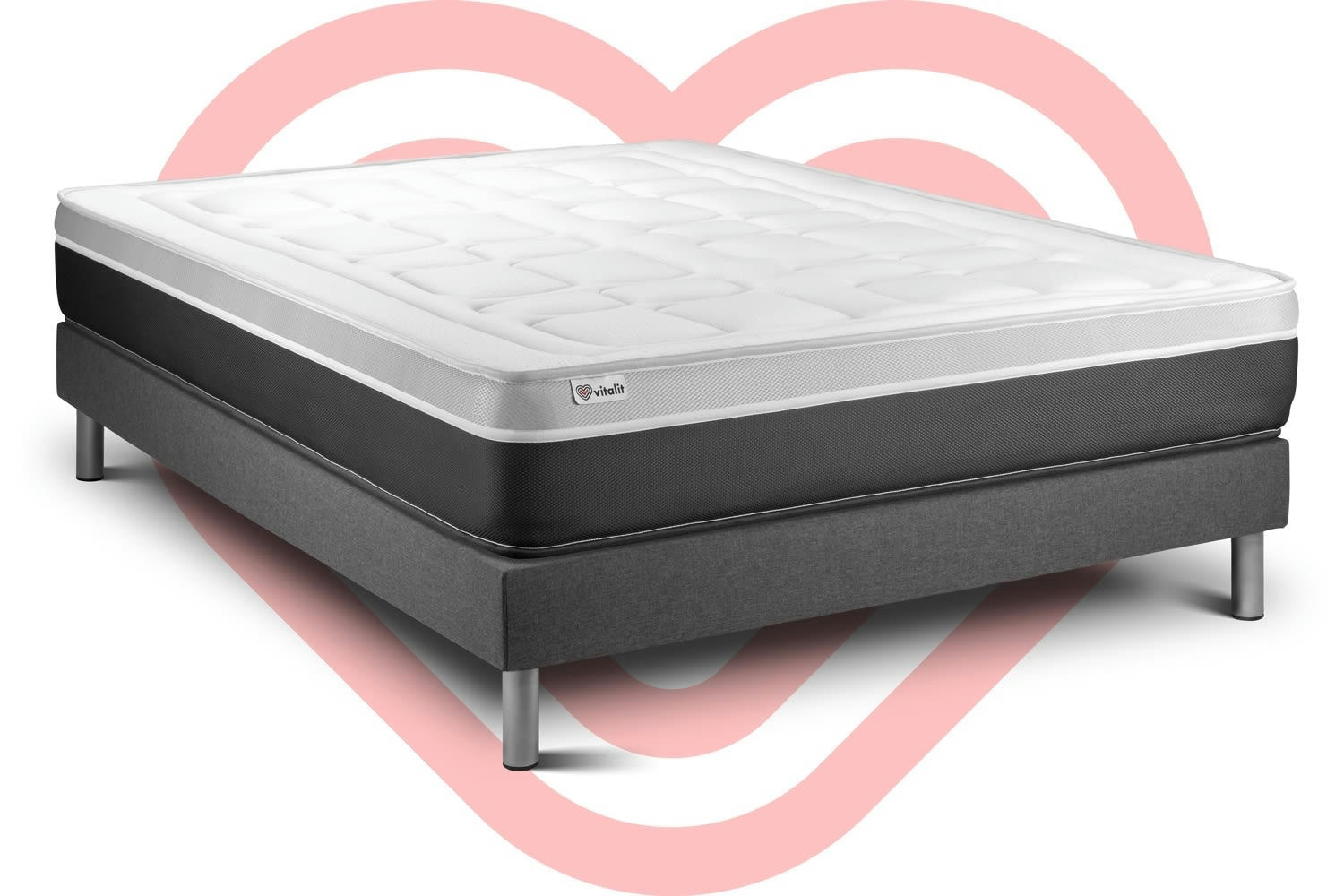 VITAL SOFT - Ensemble Mousse  à mémoire de forme 140x190cm kit Gris