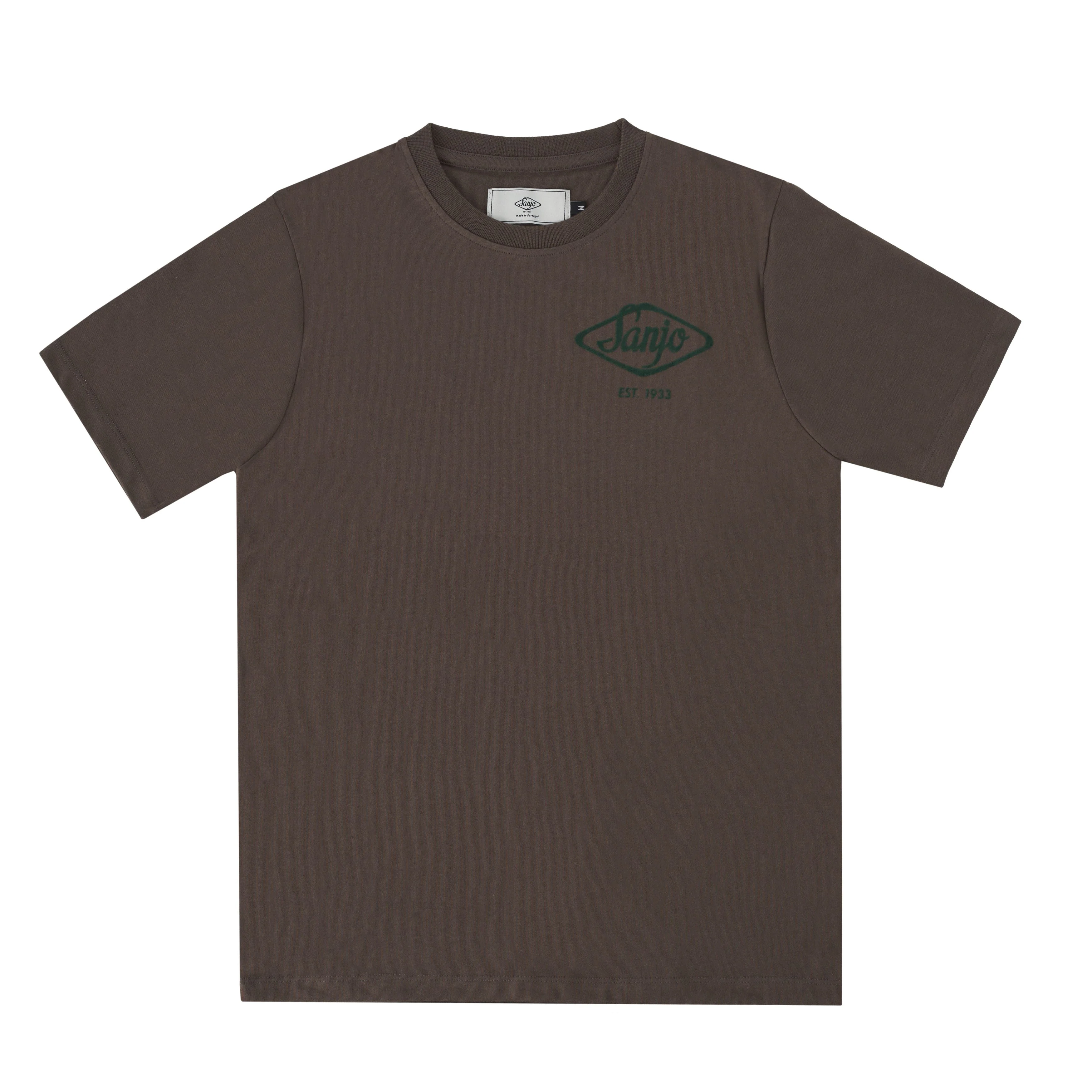 Sanjo Flocked Logo T-shirt //  Brown