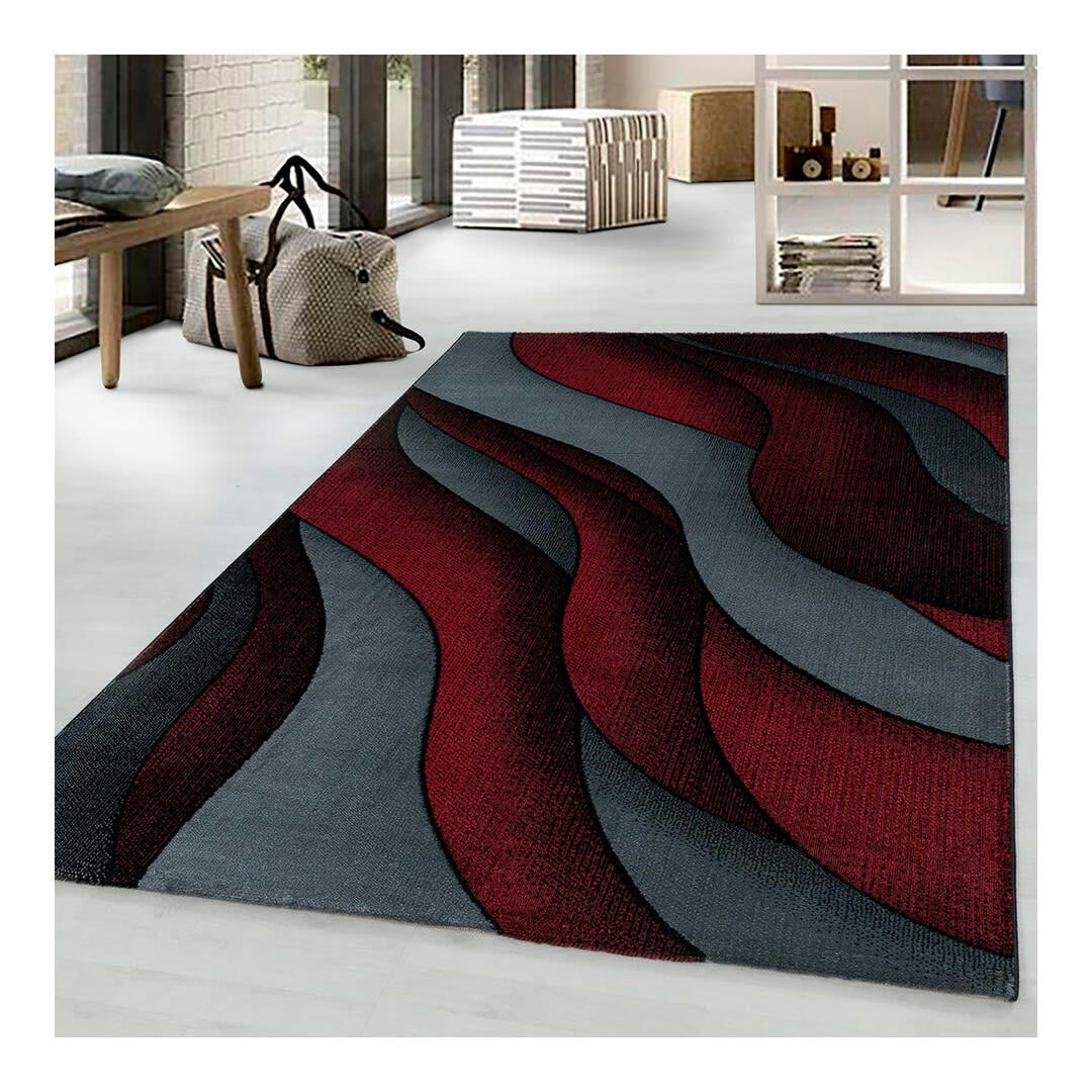 CHOUETTE - Tapis courbe design en polypropylène rouge 120x170