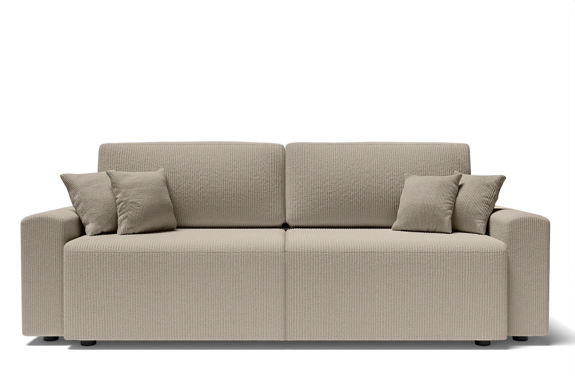 MILO - Canapé droit convertible en velours côtelé 3 places grège