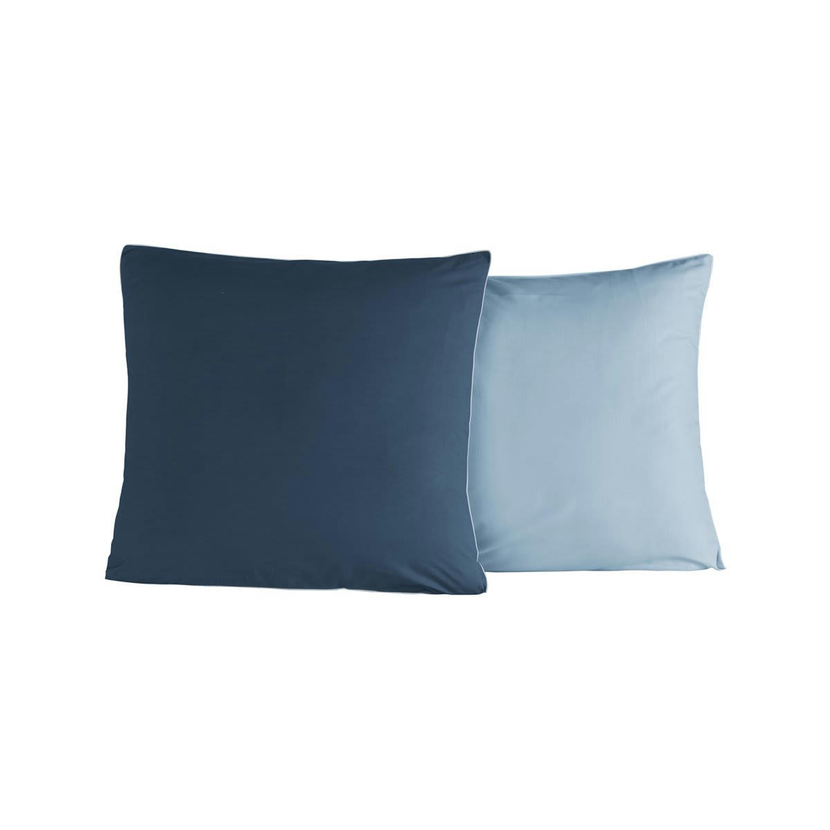 DOZMARY - 2 taies d'oreiller bicolores en percale coton indigo/nuage 65x65 cm