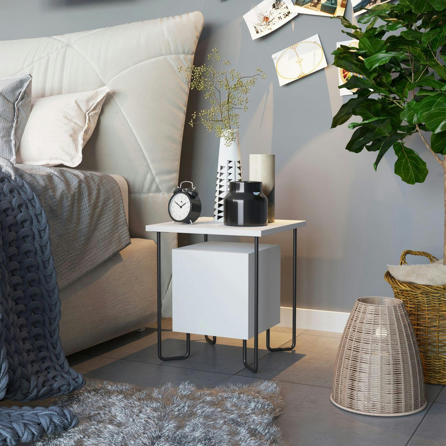 ACRES - Table de chevet design blanc
