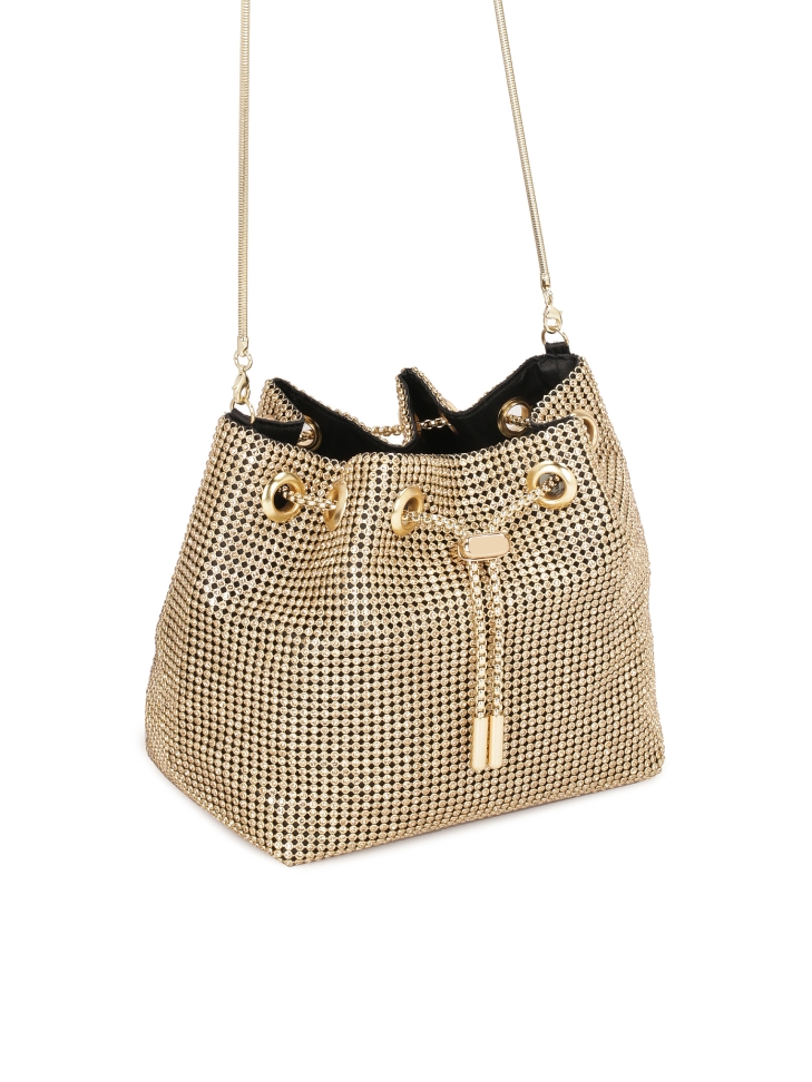 Gold shiny chain handbag