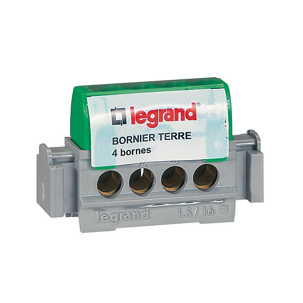 Bornier de terre Legrand vert et gris