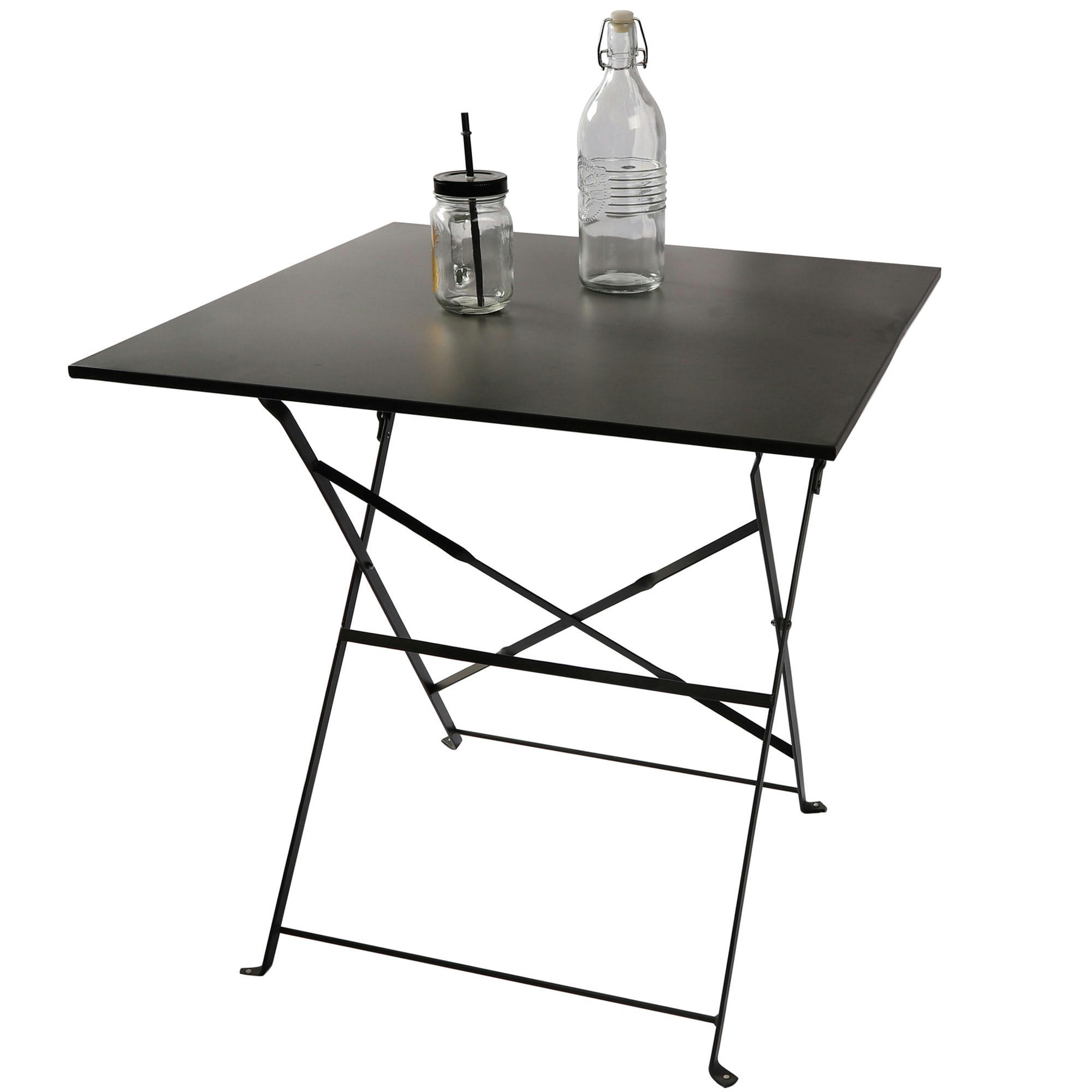 - Table carrée de jardin pliable en métal gris anthracite 70x70x71cm