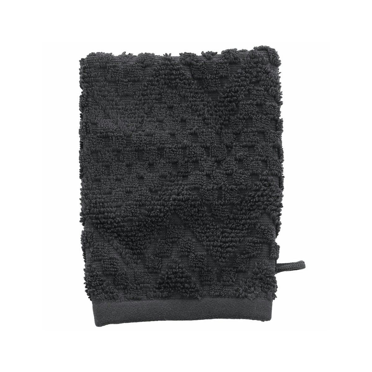 MALAWI - Lot de 2 gants de toilette en coton biologiqu carbone 16x22 cm