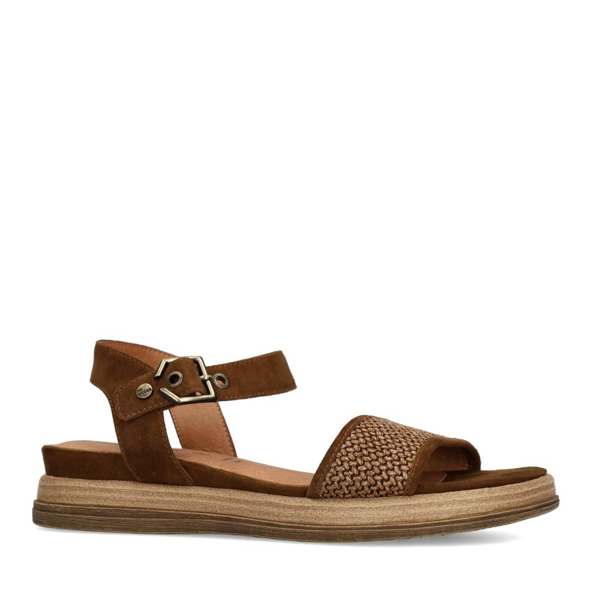 No Stress Bruine leren plateau sandalen