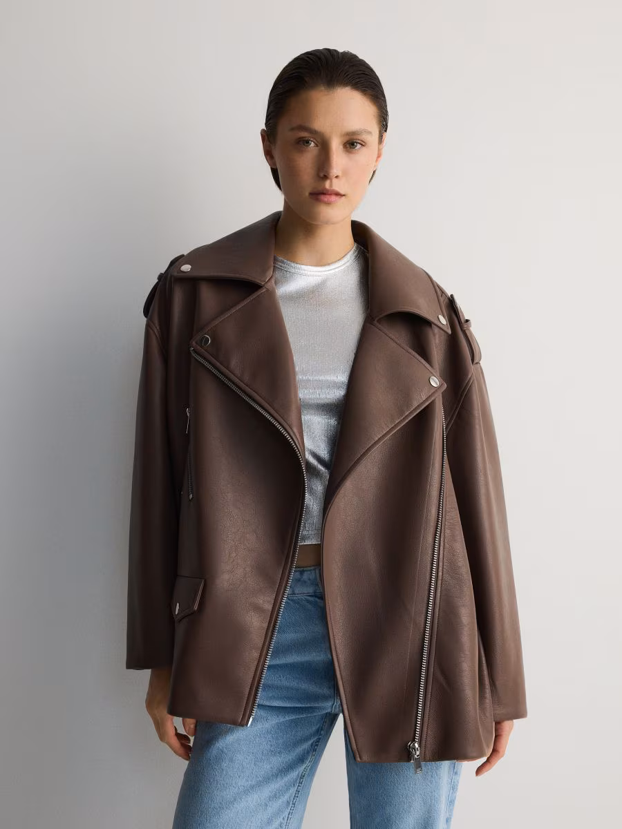 Oversized Faux Leather Jacket