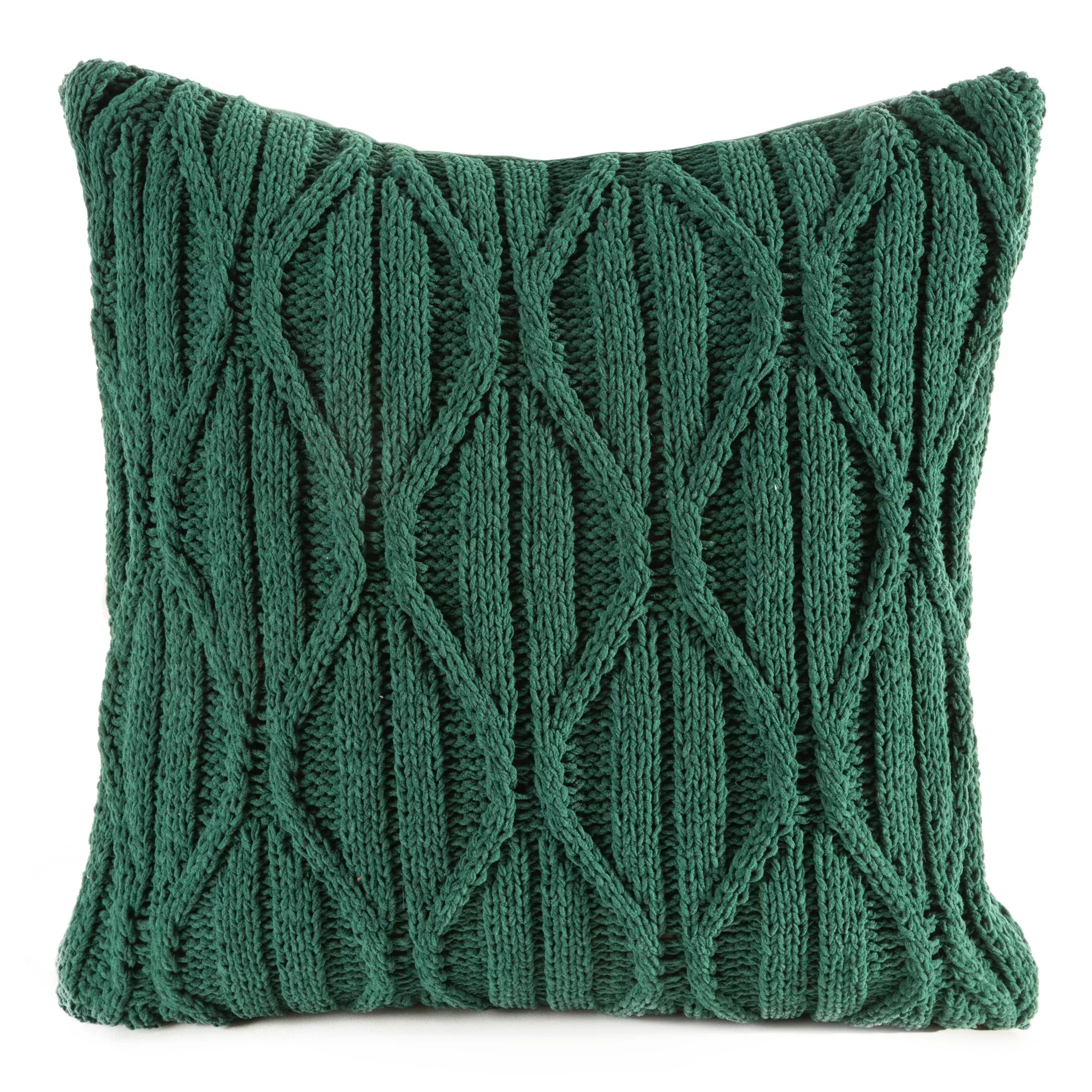 Poszewka na poduszkę 45x45 cm świąteczna o plecionej strukturze zielona