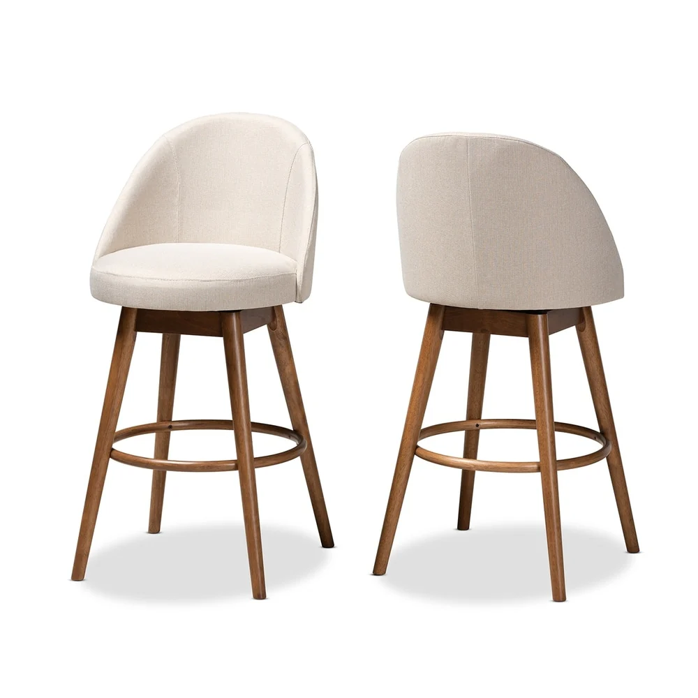 Mid-Century Modern Swivel 2-Piece Bar Stool Set