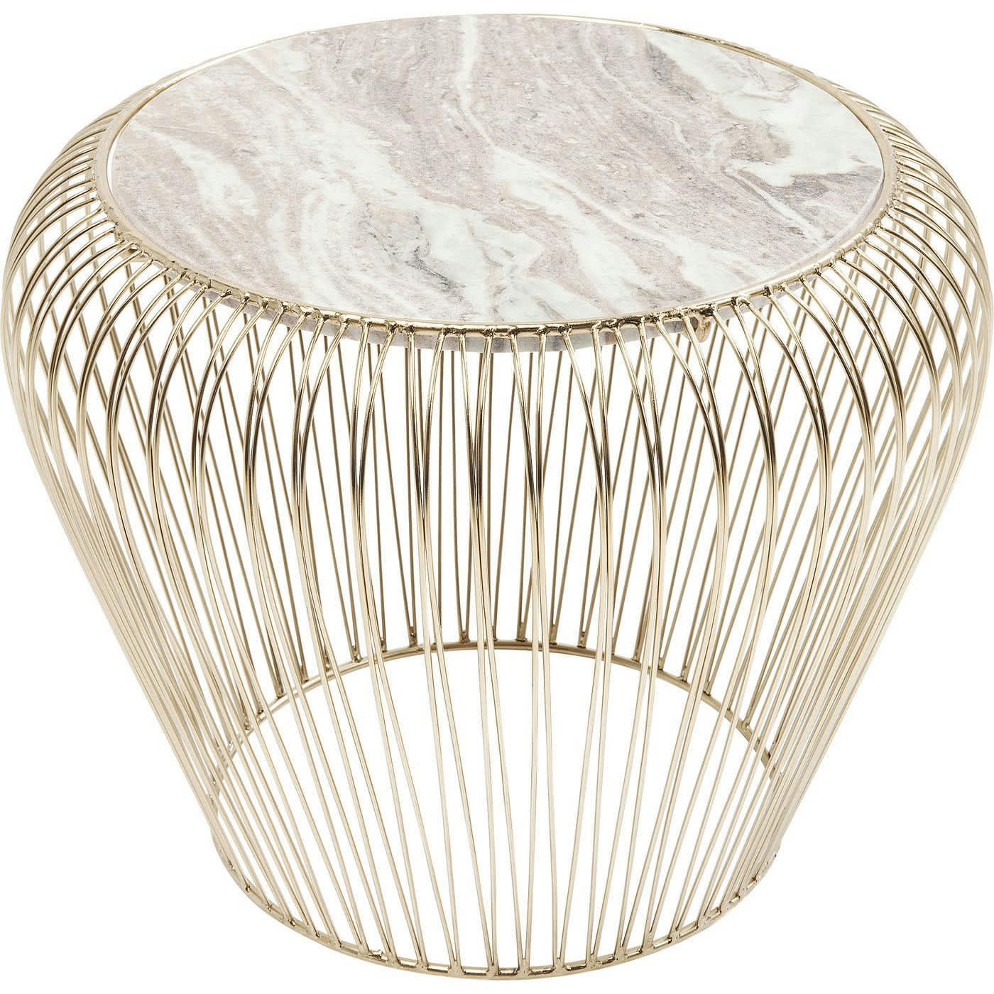 BEAM - Table d'appoint ronde en marbre gris et acier doré