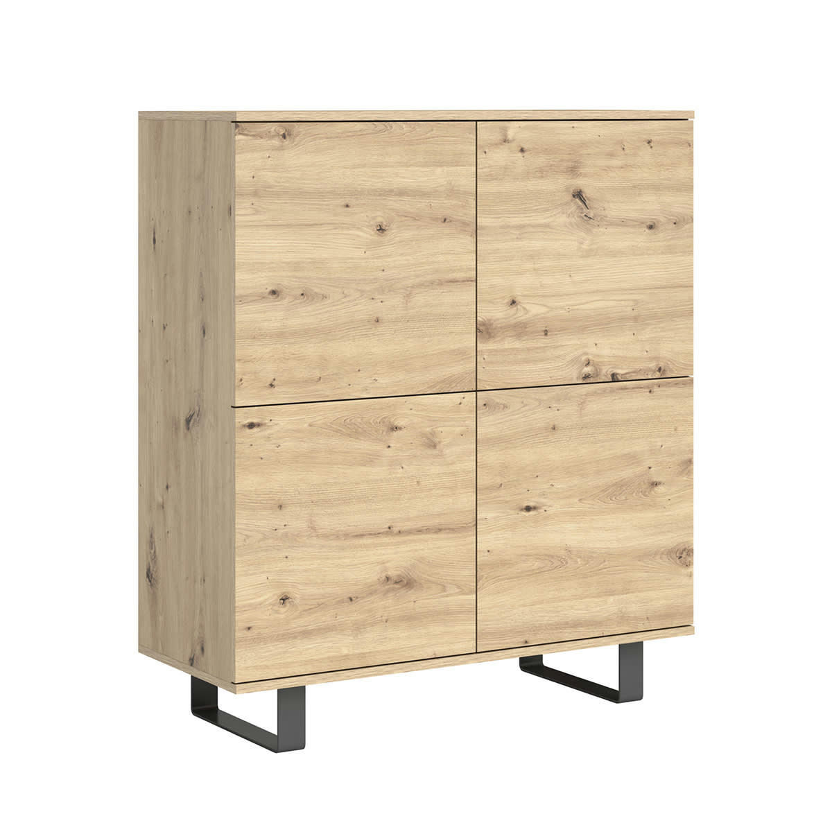 - Buffet haut 4 portes stratifiés, métal naturel
