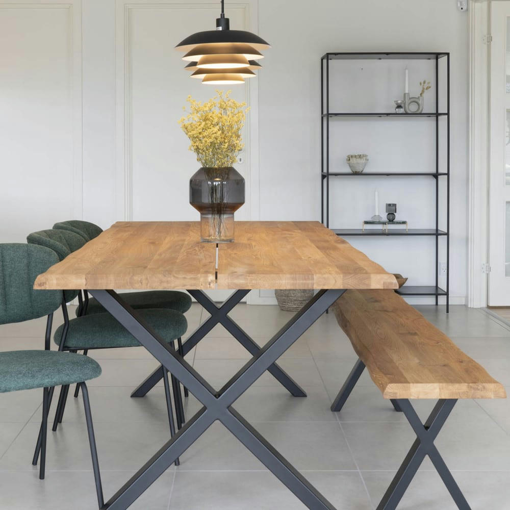 TOULON - Banc en bois avec pieds en X L180cm bois clair