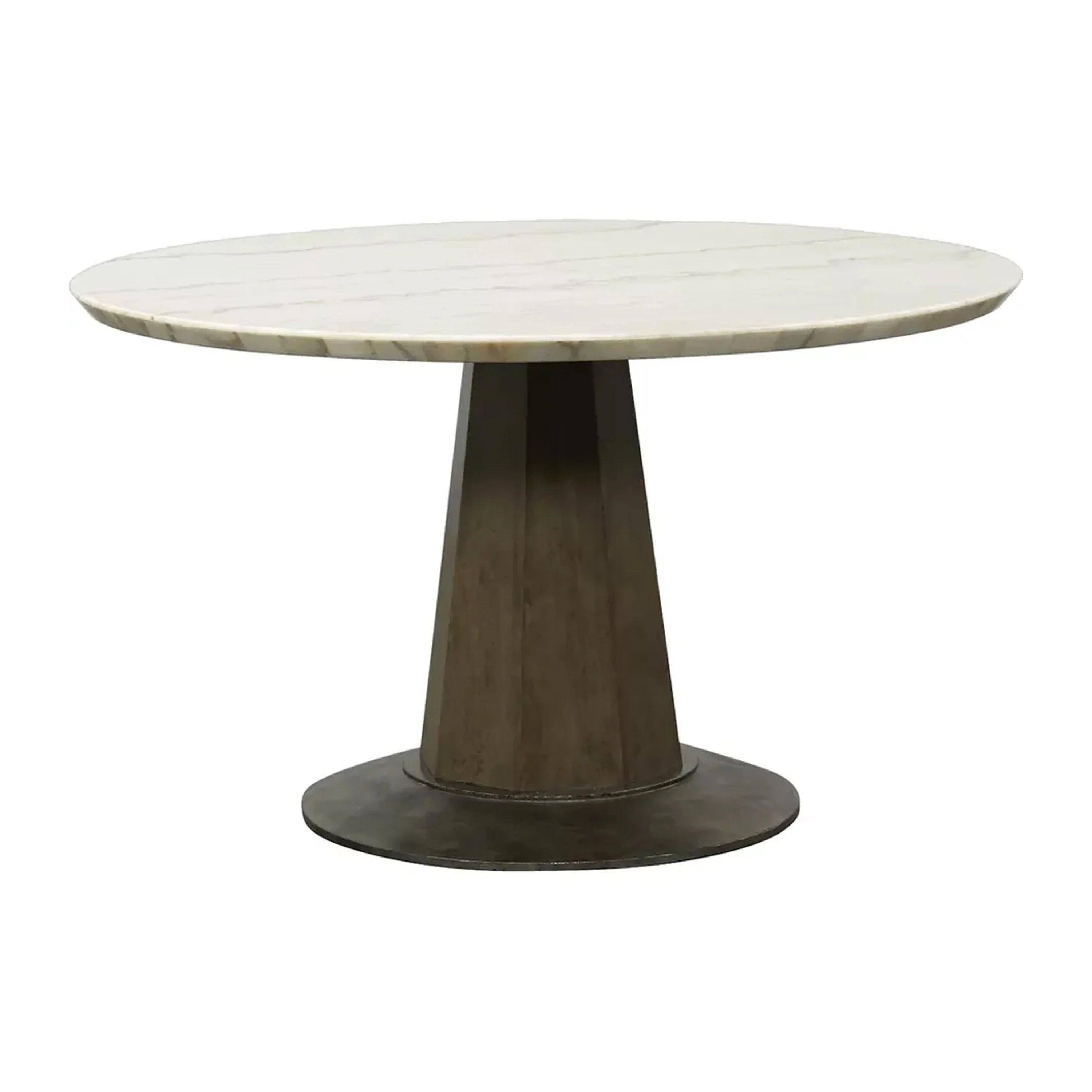 Lisw Dining Table, 47 Inch Modern Brown Solid Mango Wood Round Top