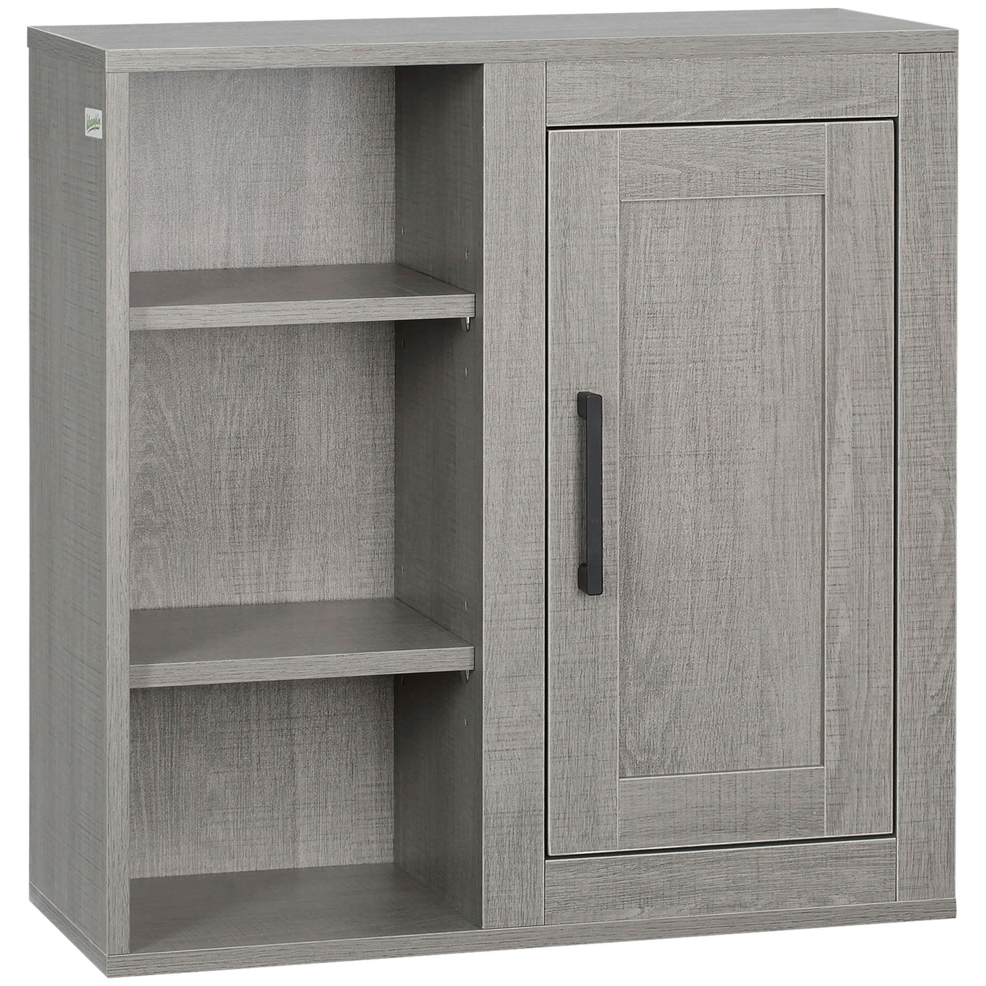 - Armoire haute murale de salle de bain porte 3 niches gris