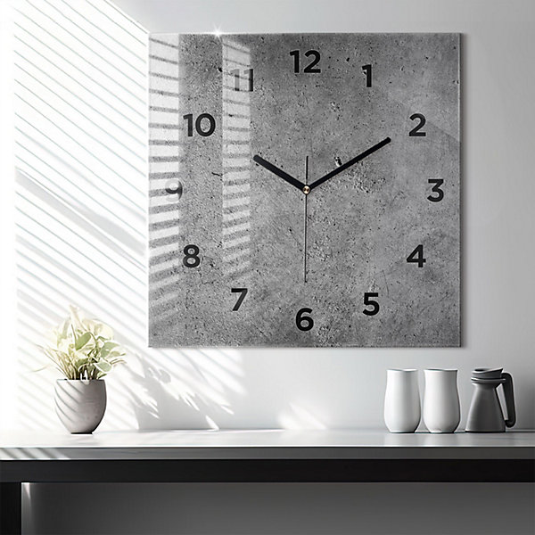 Horloge murale Wallfluent 60x60 cm Avec chiffres Aiguilles noires Mur industriel 1 pcs