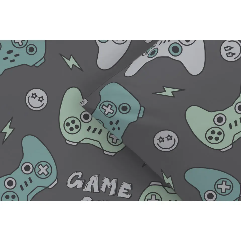 Dekbedovertrek Faas - antraciet/groen - 140x200/220 cm