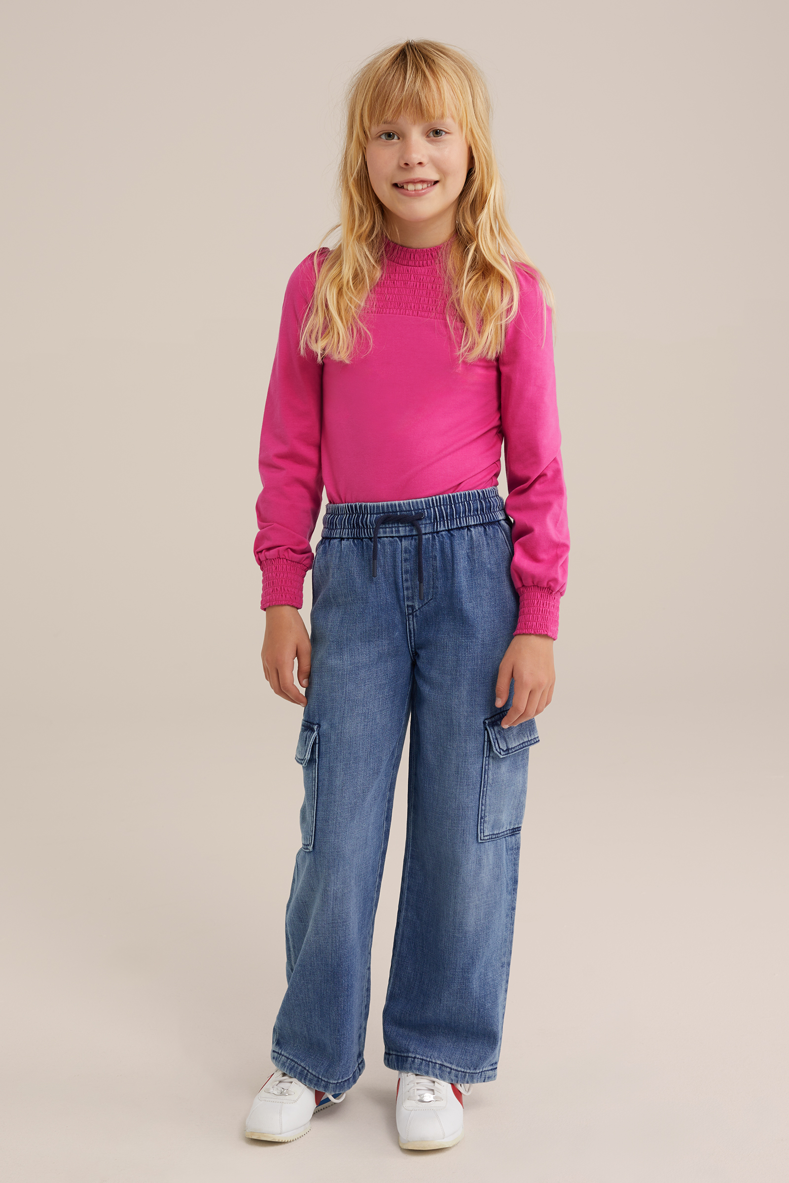 Meisjes T-shirt met gesmokt detail