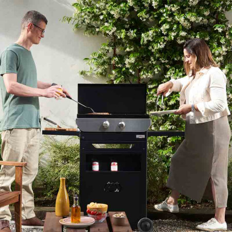 Combo Plancha   chariot   couvercle gaz Original DUO 260 - LeMarquier