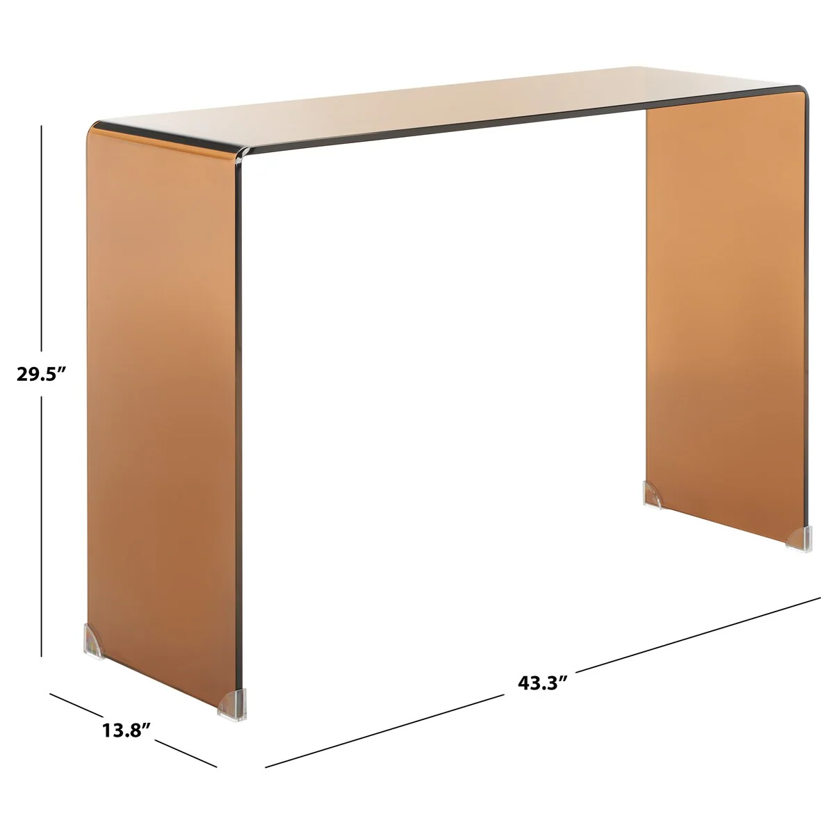 SAFAVIEH Olena Tempered Glass Console Table - 43 W x 14 D x 30 H - 43Wx14Dx30H