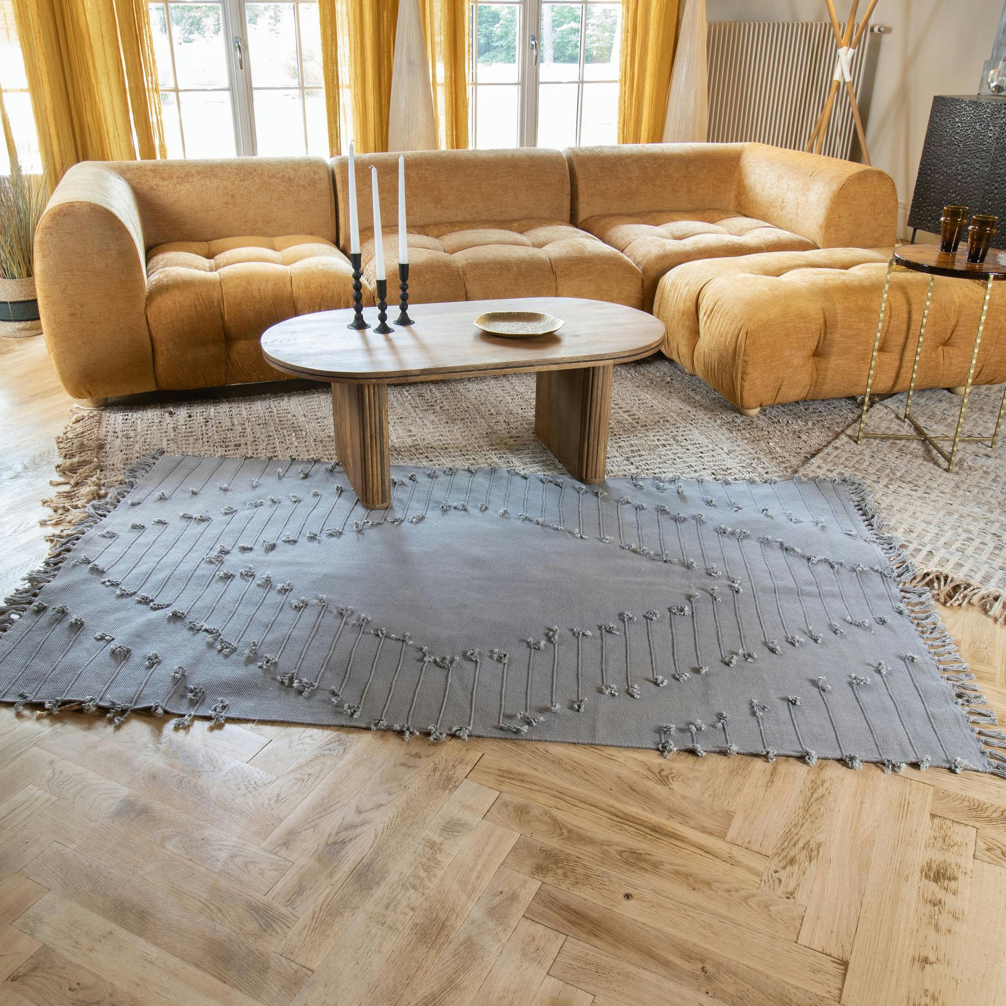 NOOS - Tapis en coton gris bleuté 120x180cm