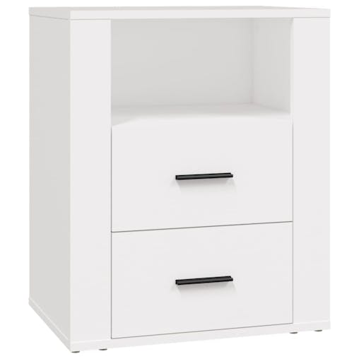NNEVL Bedside Cabinet White 50x36x60 cm Engineered Wood