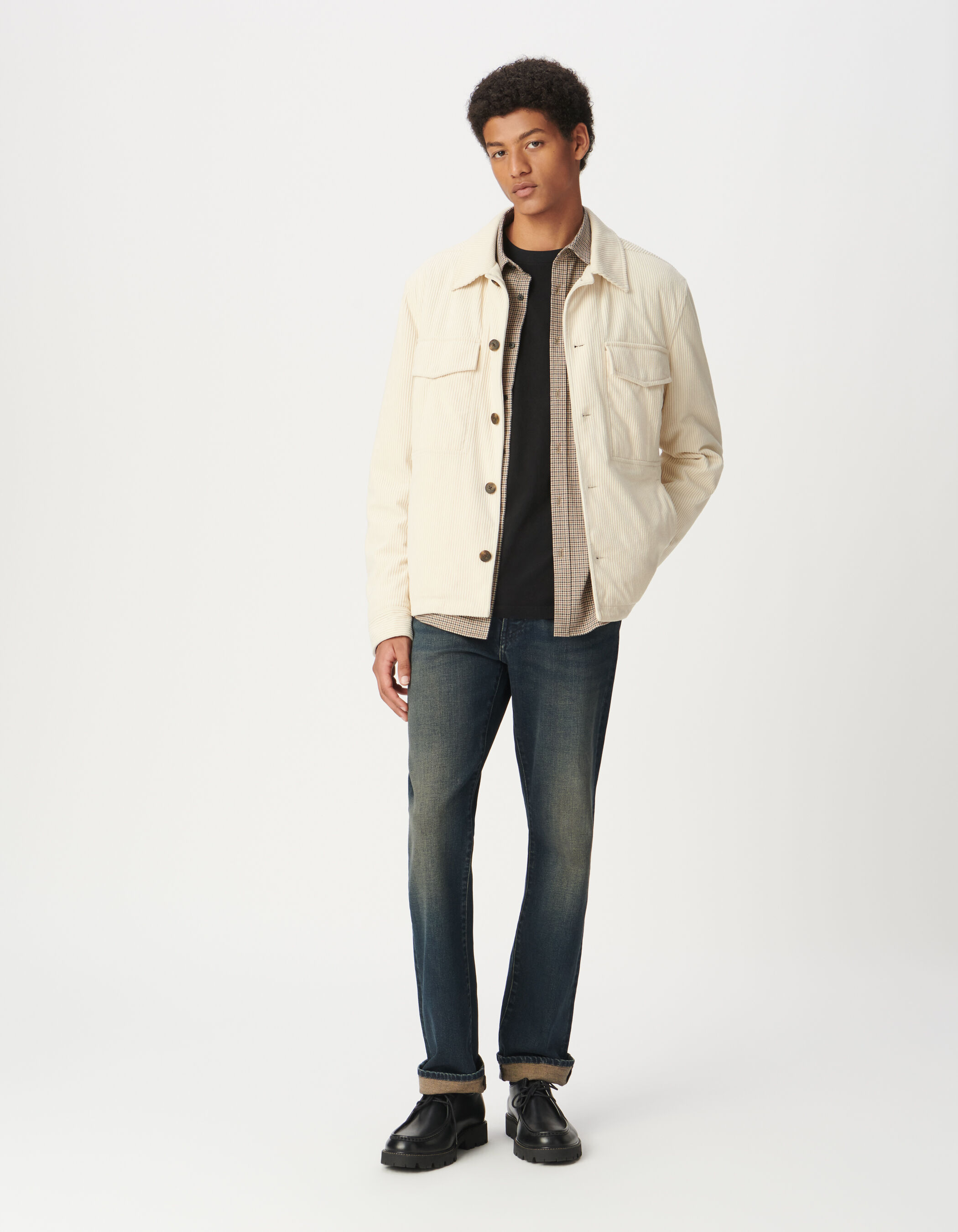 Veste blanche velours côtelé Homme