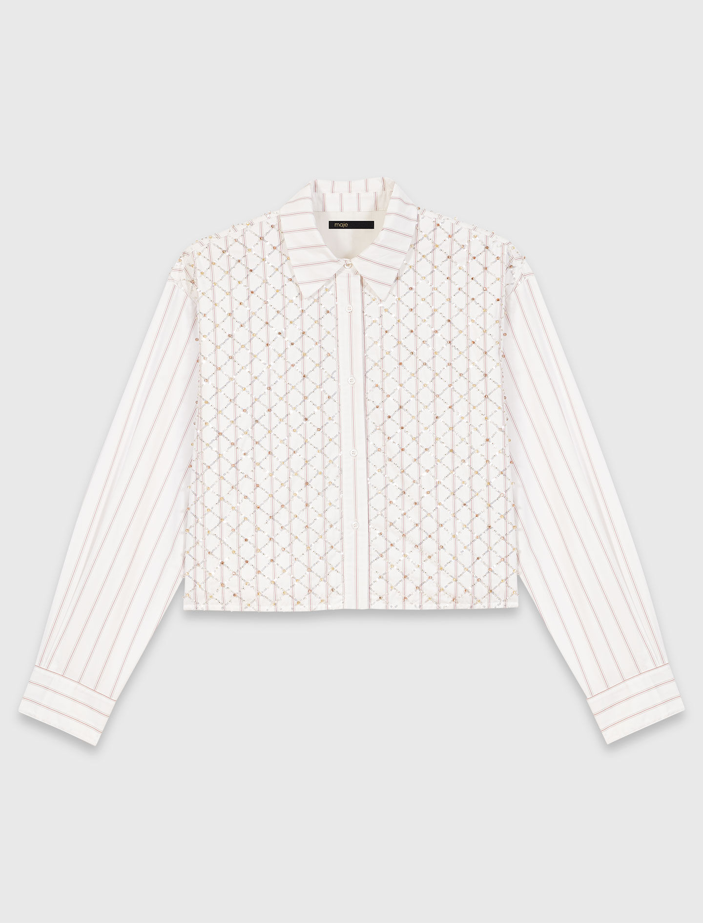 Chemise courte brodée de perles