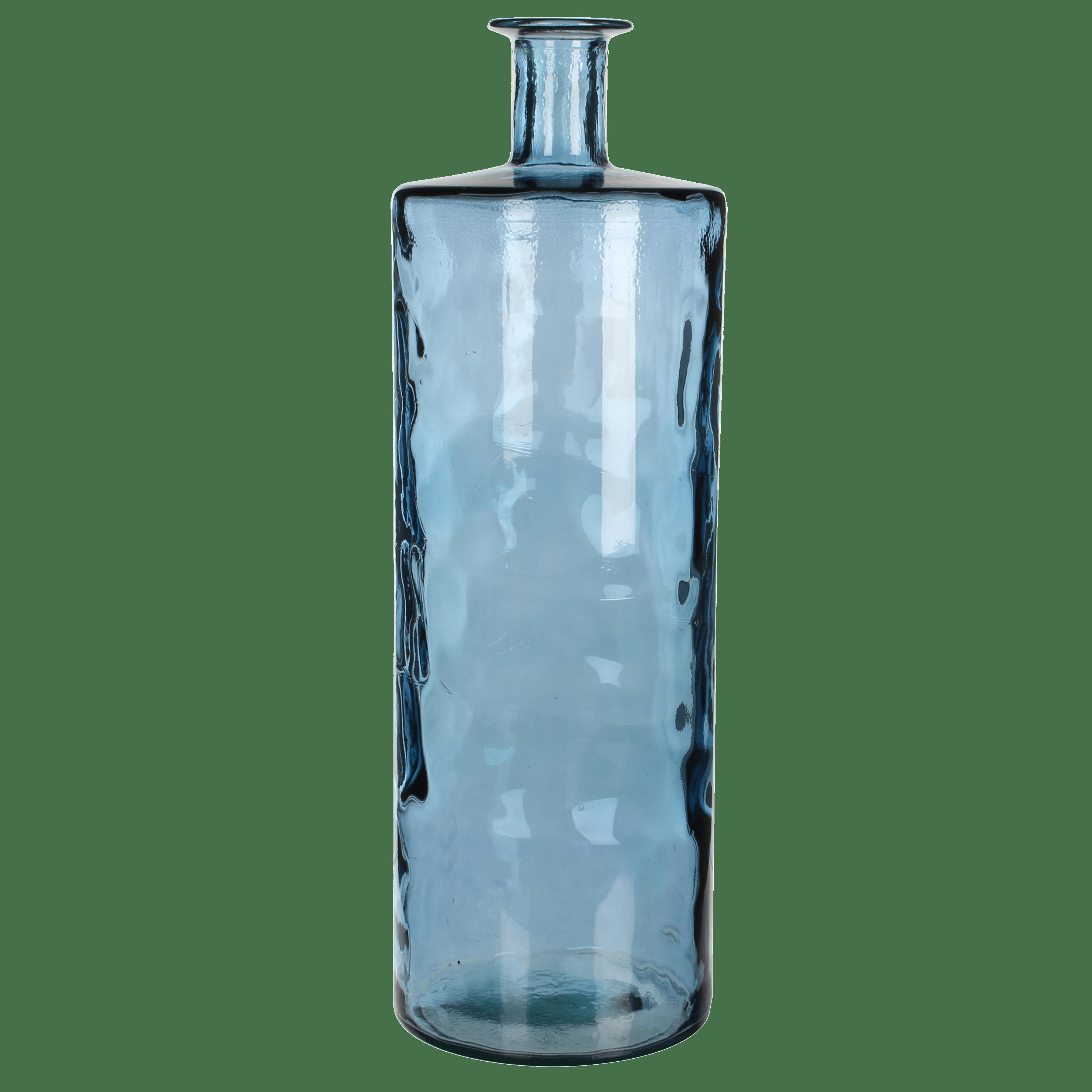 GUAN - Vase bouteille en verre recyclé bleu H75