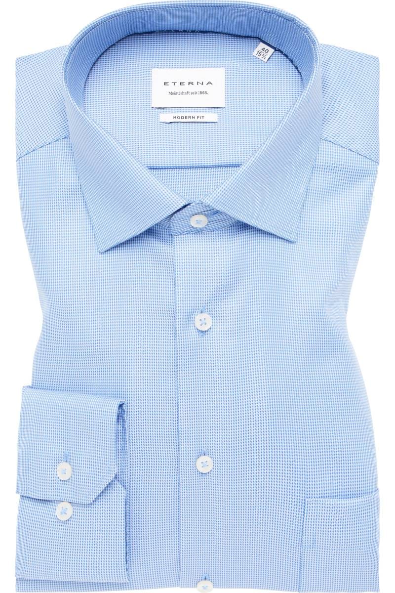 ETERNA Modern Fit Hemd blau, Strukturiert