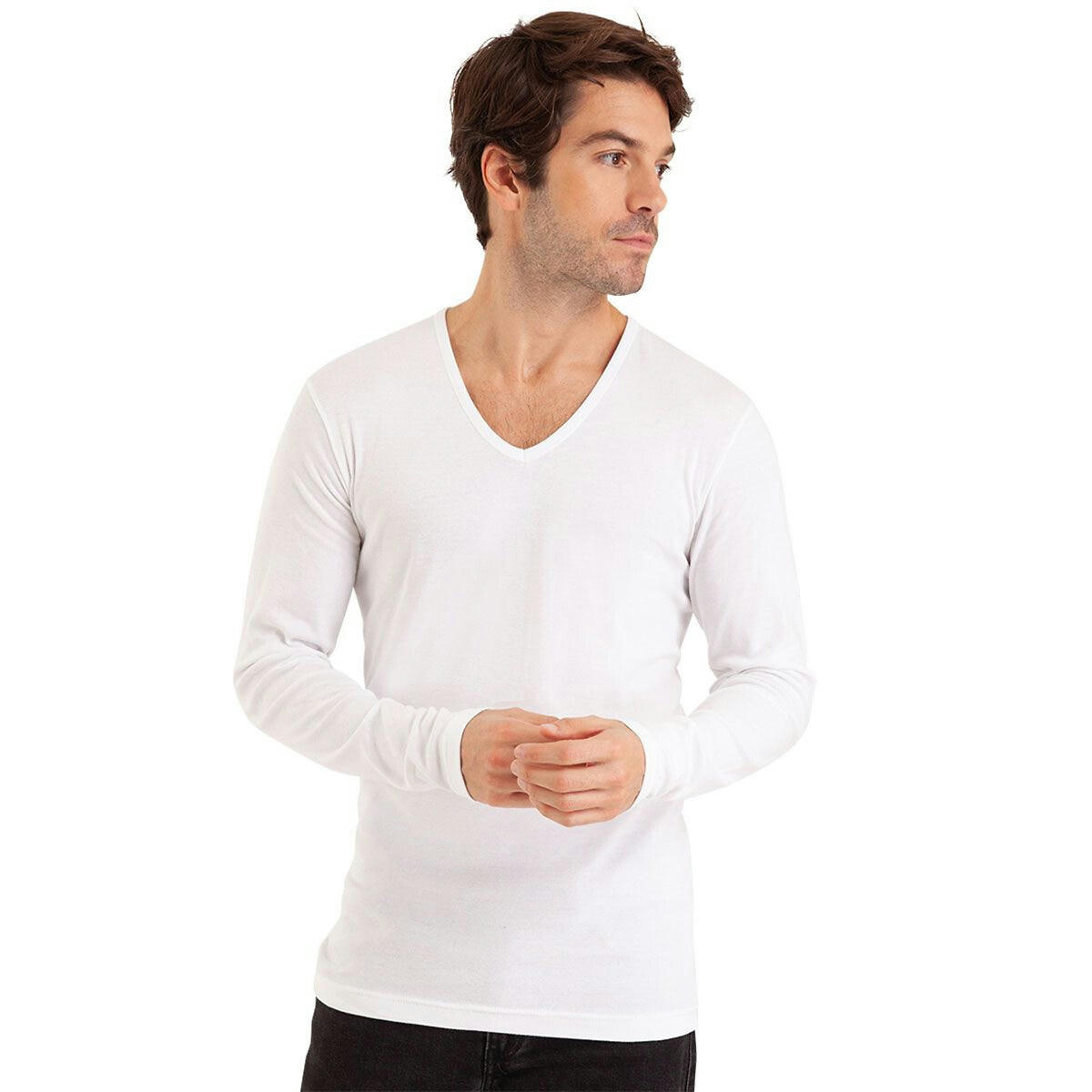 T-shirt manches longues col V