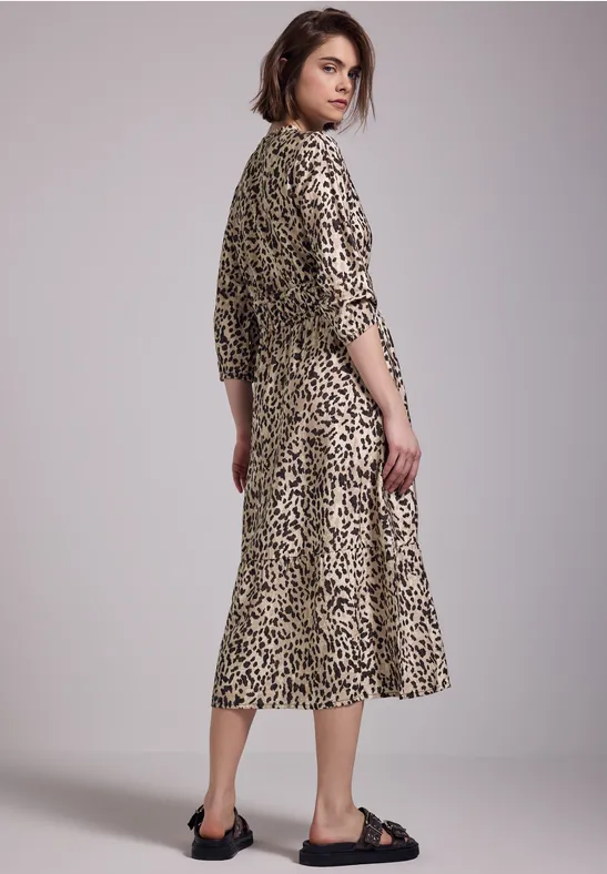Midi-Kleid mit Leo-Print
