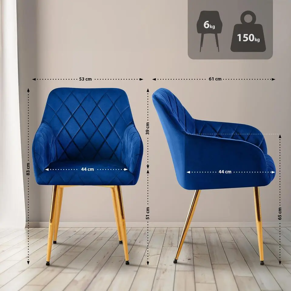 CLP Eetkamerstoel Monett Fluweel - donkerblauw