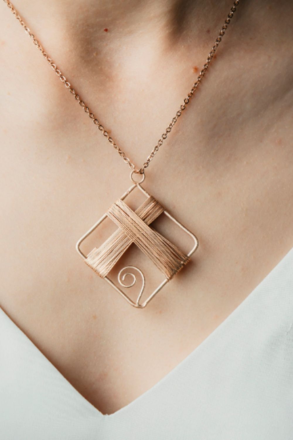 The Colourful Aura Black Square Wire Wrapped Handmade Corded Pendant Statement DIY Necklace