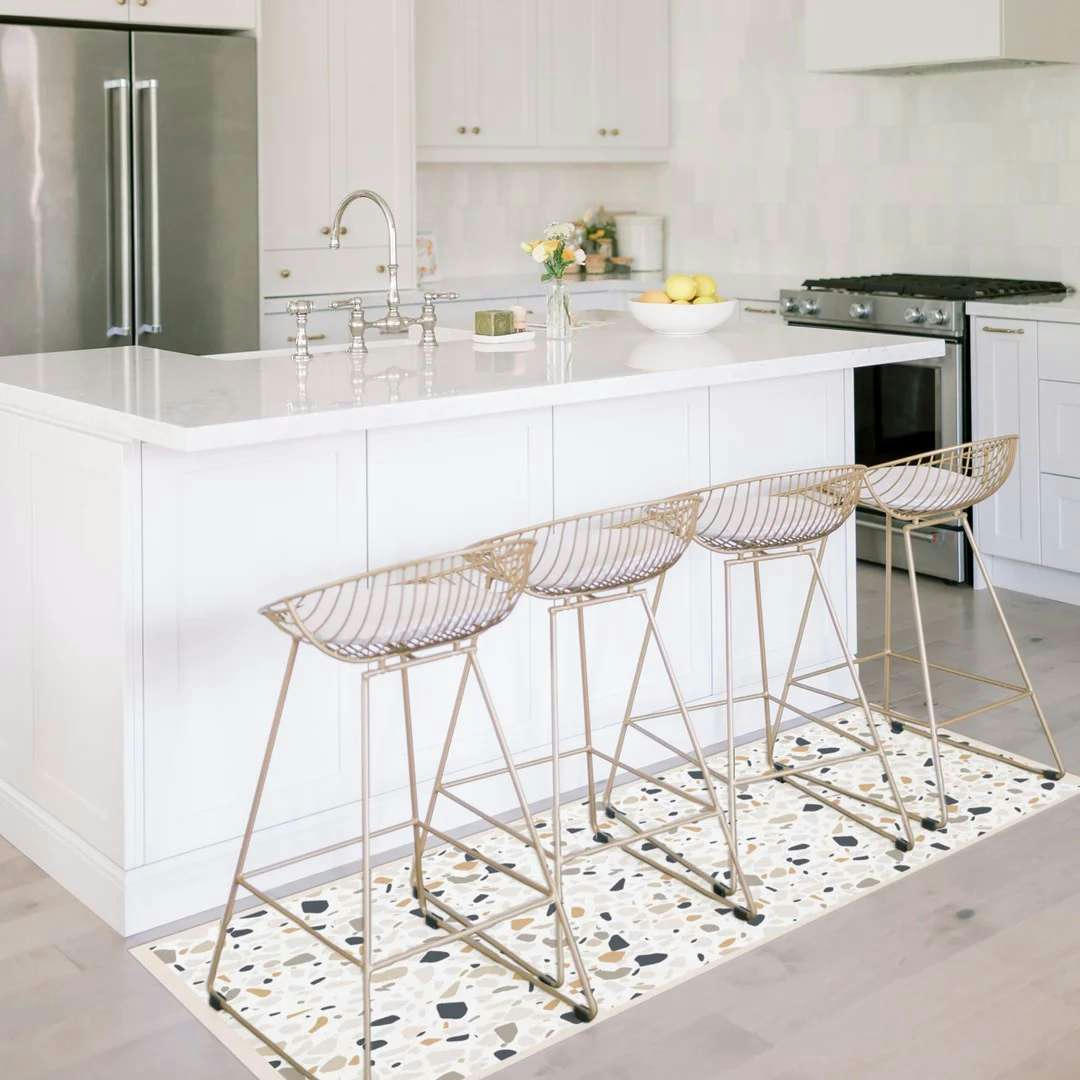 GRIT - Tapis en vinyl moderne cailloux multicolore 48x198 cm