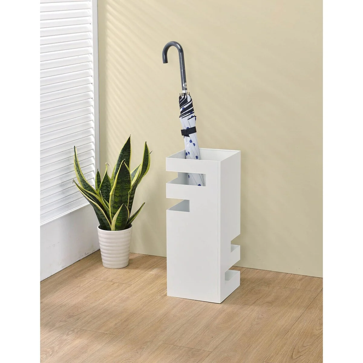 Pilaster Design Square Landolt Freestanding Umbrella Stand Rack -White - 7.5W x 7.5D x 19H