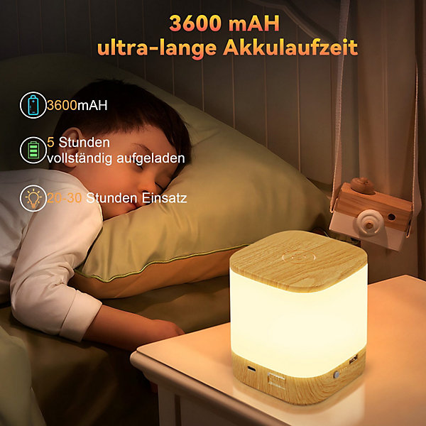 Lot de 2 lampes de table led nettlife avec batterie rechargeable de 1800 mah, variateur tactile 3000-6500k avec 3 températures